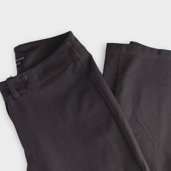Eileen Fisher Womens Pants Sz Small Black Straight Front Zip Back Pockets - Picture 4 of 10